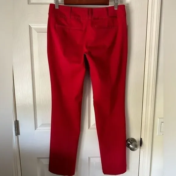 New York & Company 7th Ave Design Studio Ladies Red Size 4 Straight Leg Trouser - Picture 2 of 3